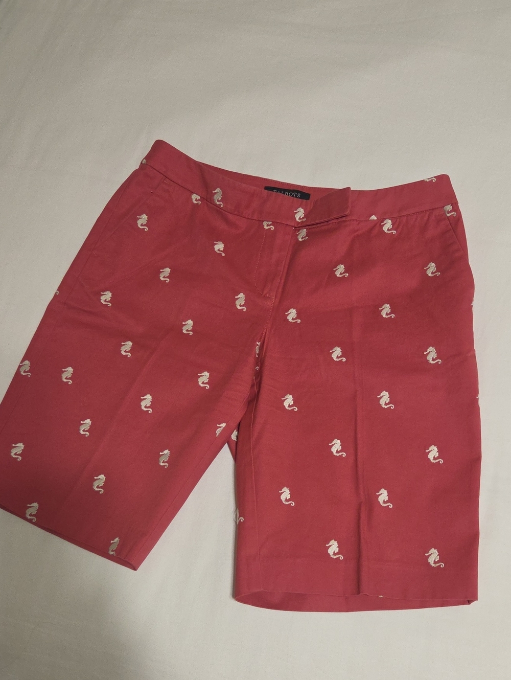 Talbots Pink Embroidered Seahorse Bermuda Shorts